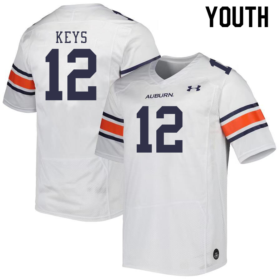 Youth #12 Austin Keys Auburn Tigers College Football Jerseys Stitched-White